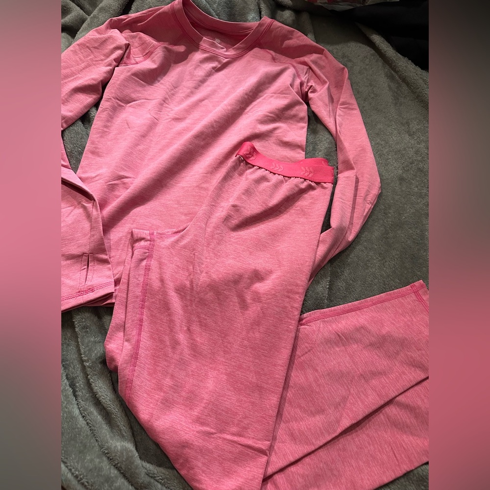 ALL IN MOTION - girls xl  (14/16)hot pink thermal set - top + bottom nwot